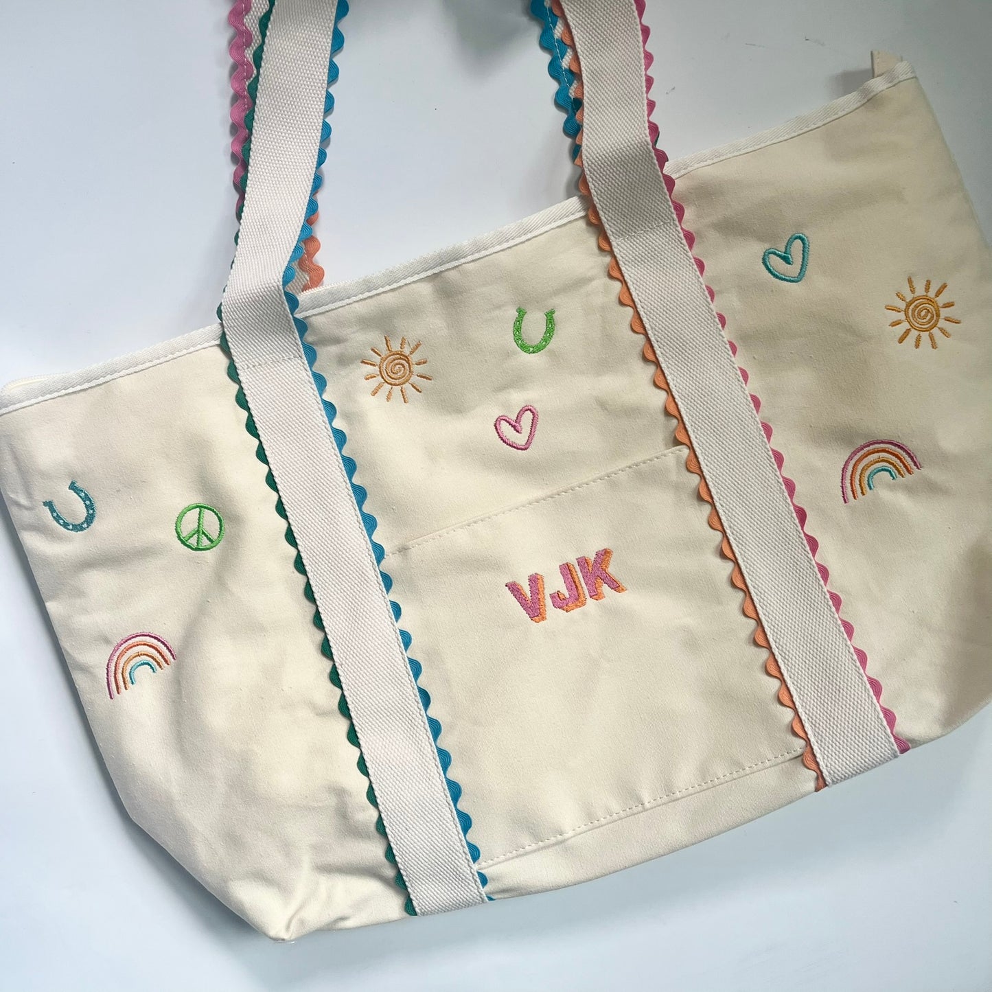 Personalized Embroidered Tween Bag with Doodle Designs