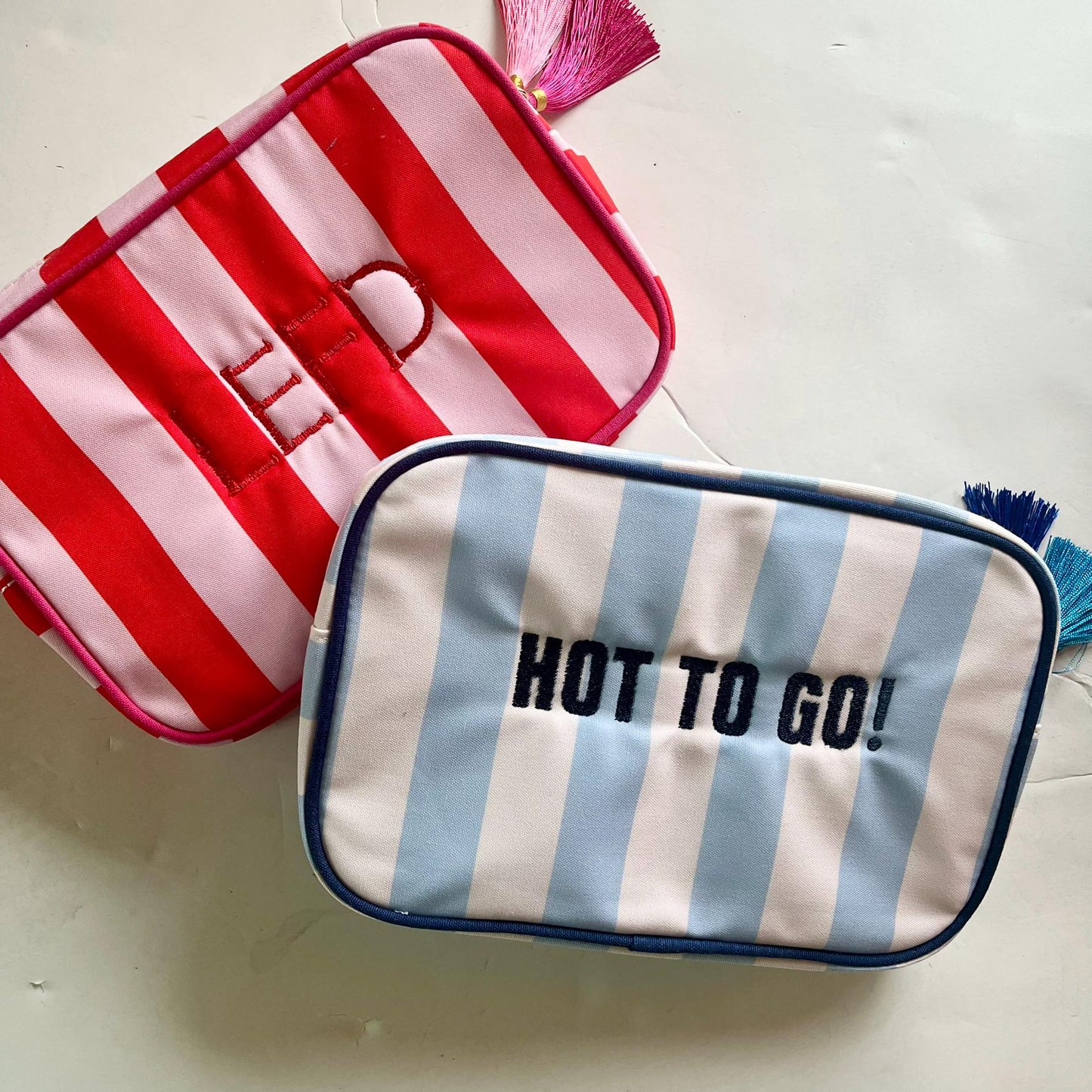 Graduation Gift Personalized Striped Zipper Bag, Custom Initial Makeup Bag, Embroidered Gifts for Women, Bridesmaid Gift, Cabana Stripe