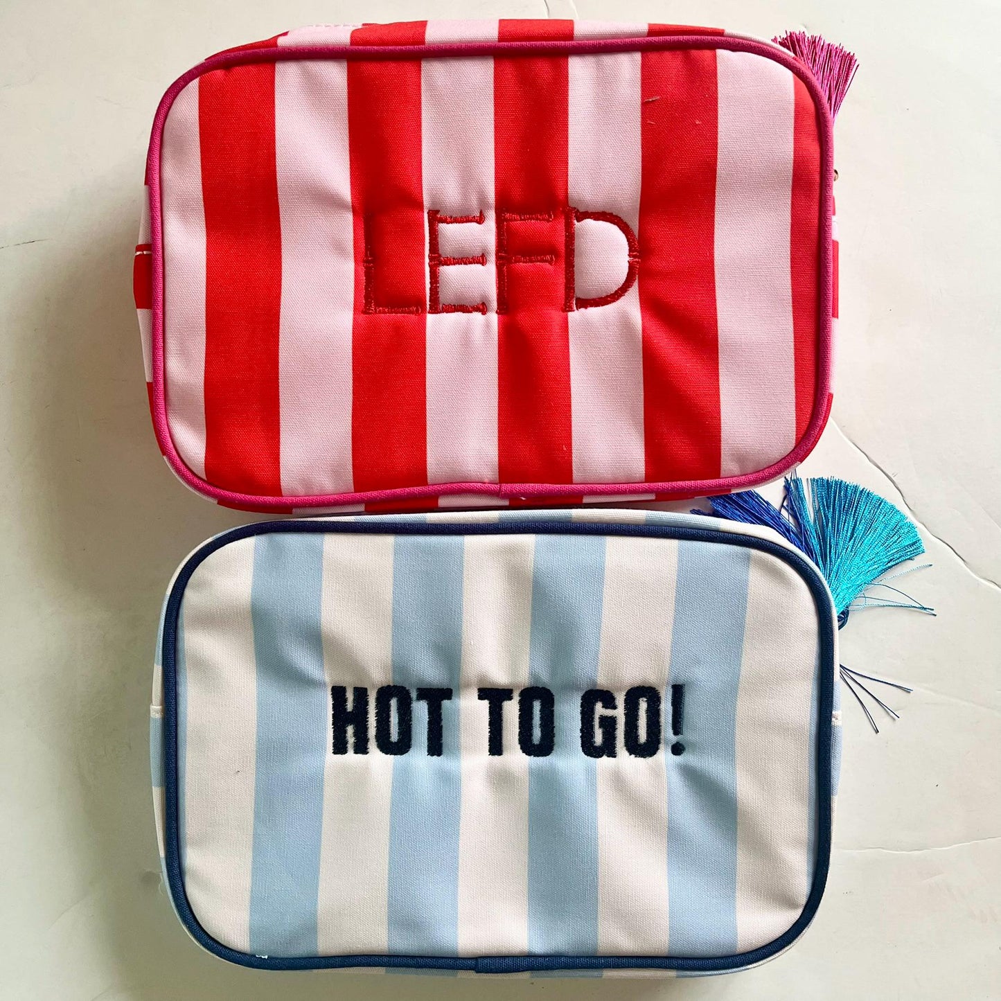 Graduation Gift Personalized Striped Zipper Bag, Custom Initial Makeup Bag, Embroidered Gifts for Women, Bridesmaid Gift, Cabana Stripe