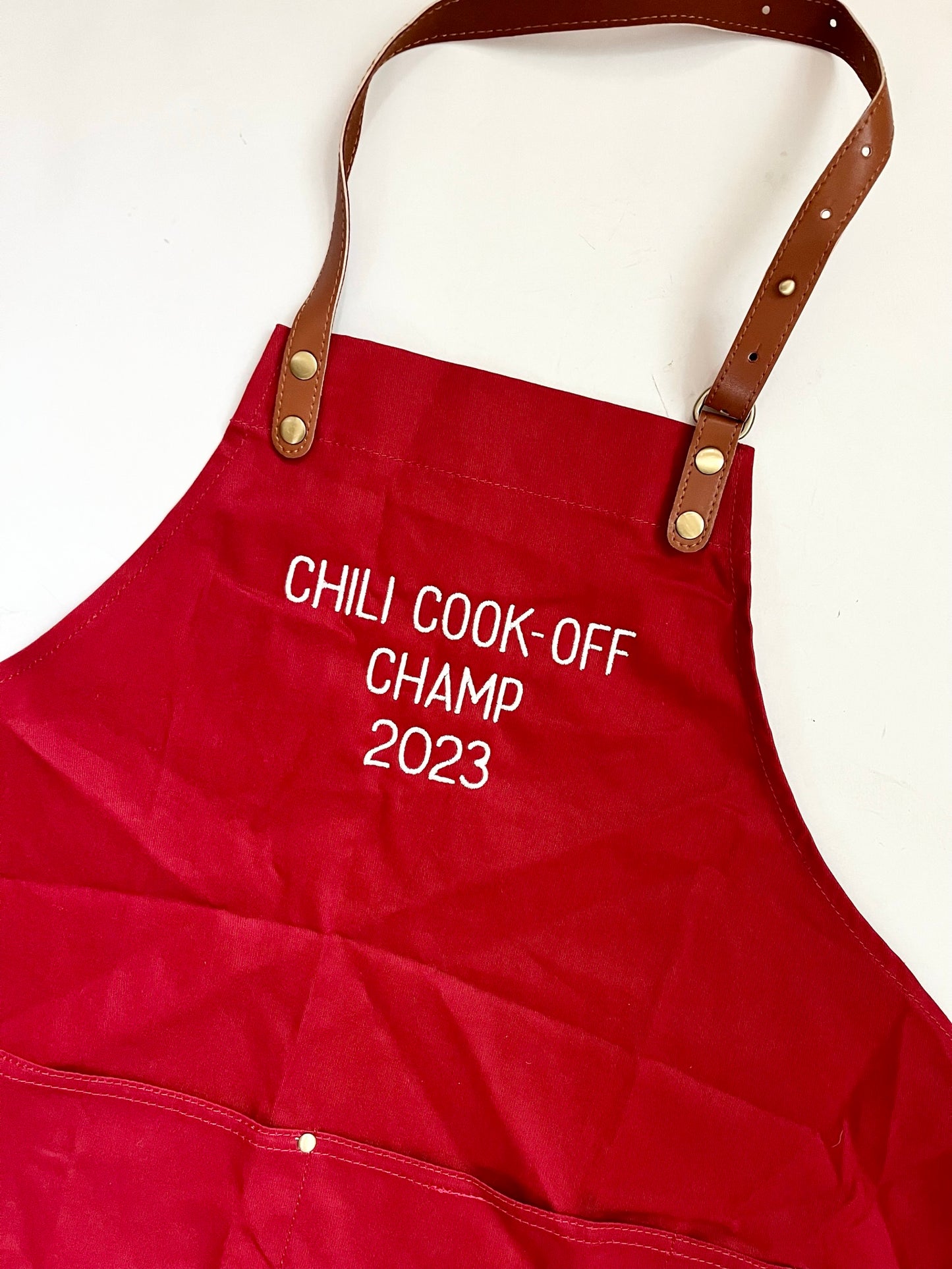 Custom Embroidered Red Apron for Cooking & Grilling