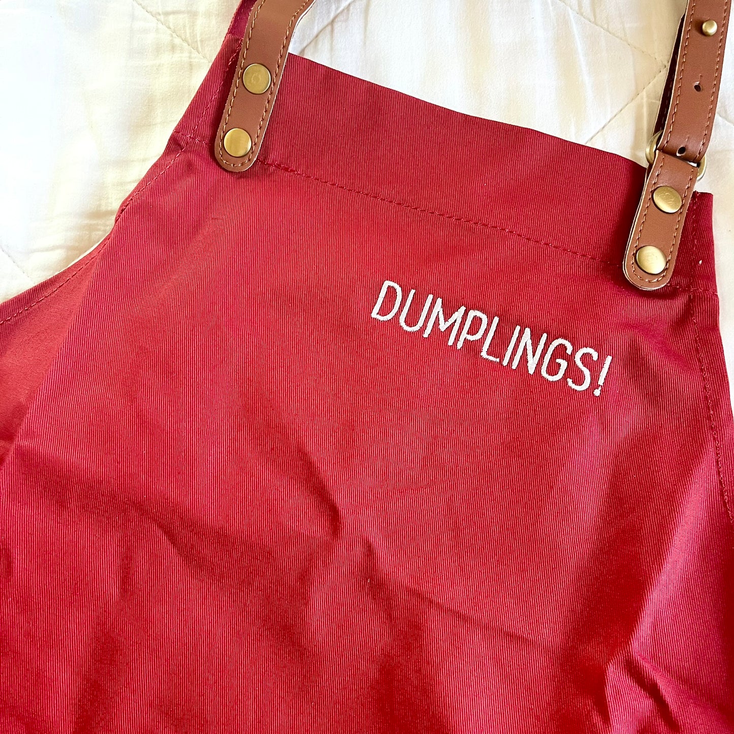 Custom Embroidered Red Apron for Cooking & Grilling