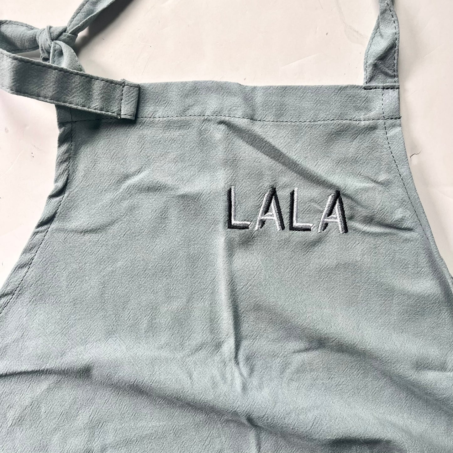 Blue Linen Embroidered Apron