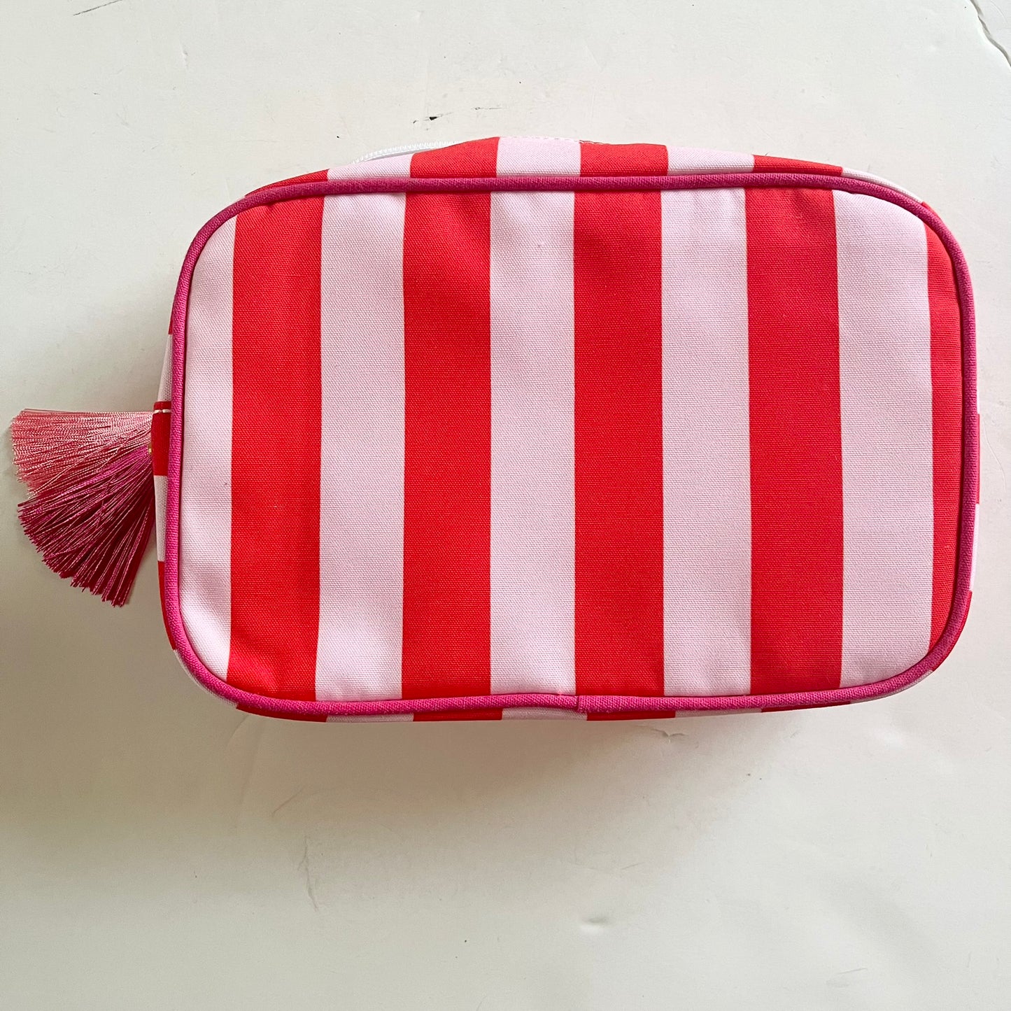 Personalized striped makeup bag