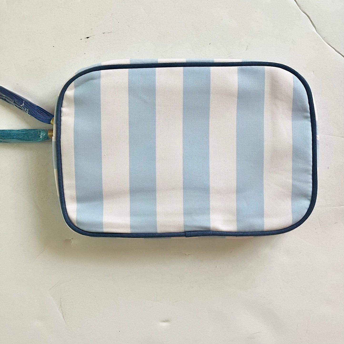 Personalized striped makeup bag