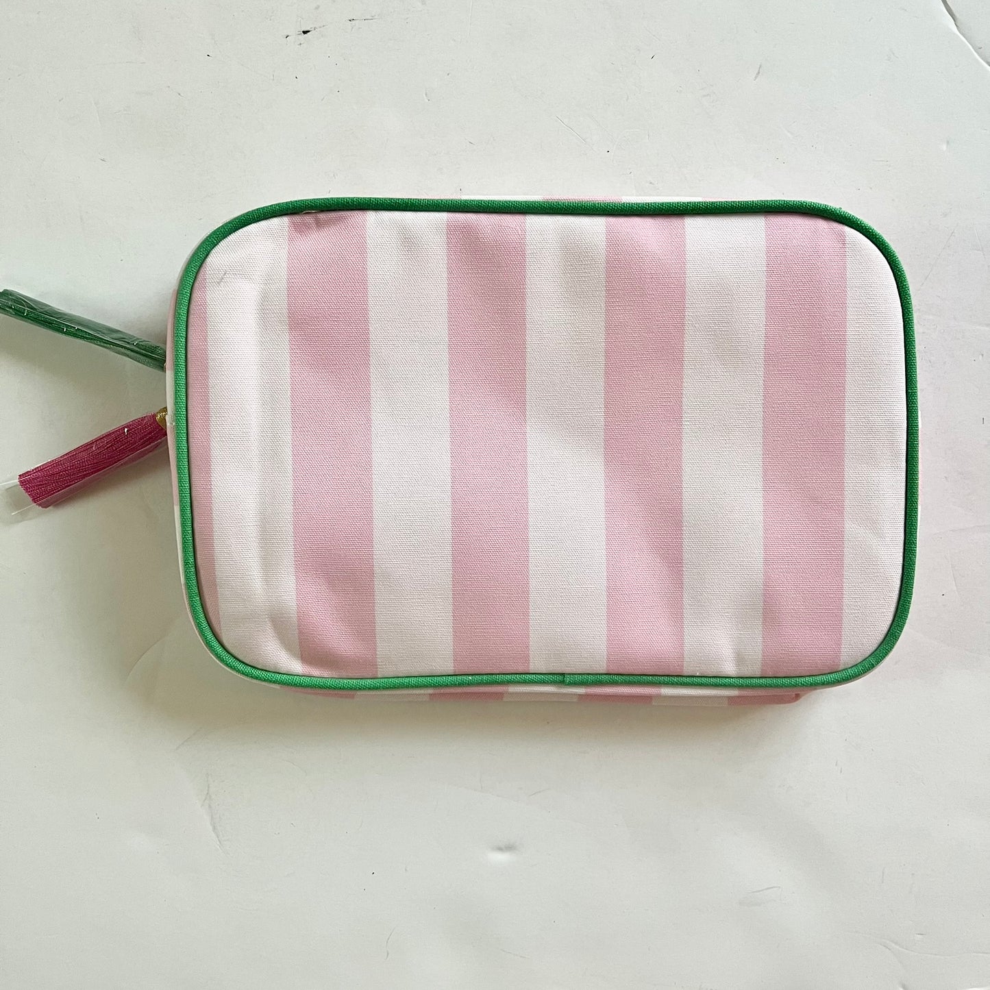 Personalized striped makeup bag