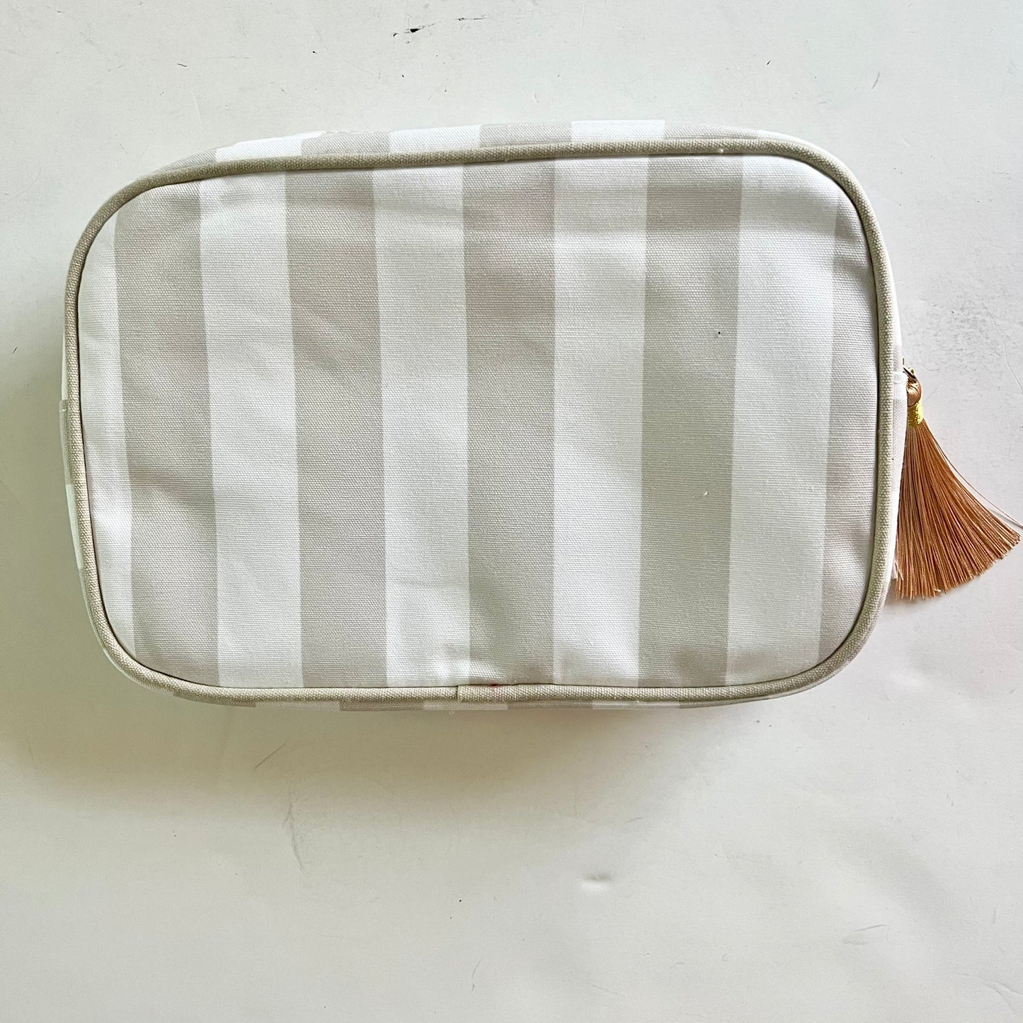 Personalized striped makeup bag