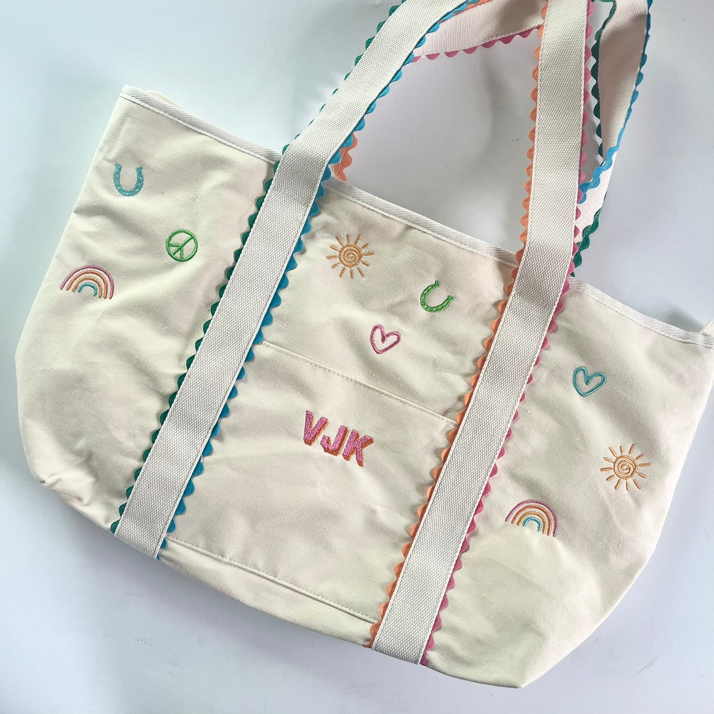 Personalized Embroidered Tween Bag with Doodle Designs