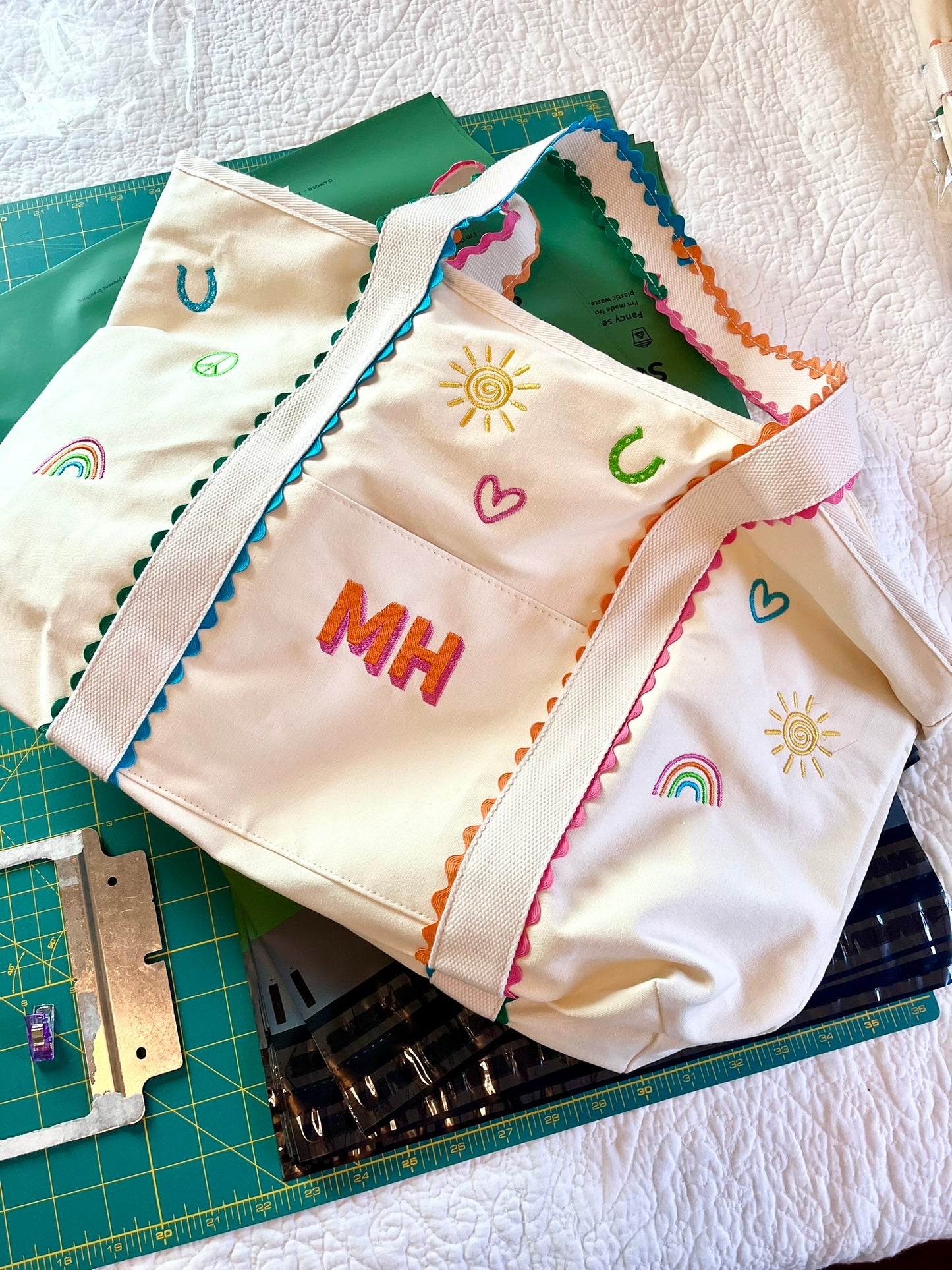 Personalized Embroidered Tween Bag with Doodle Designs
