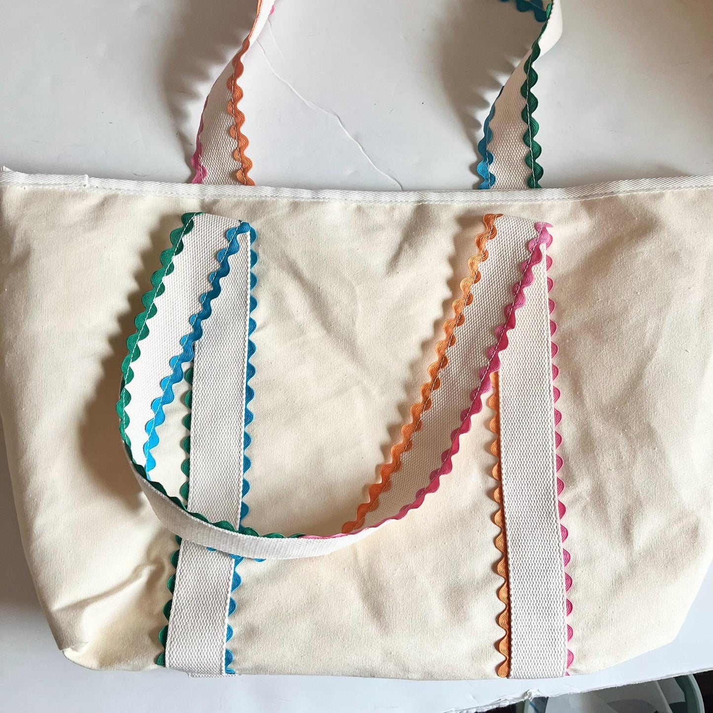 Personalized Canvas Tote Bag, Custom Initial Rainbow Bag, Embroidered Gifts for Women, Bridesmaid Gift, Graduation, Teacher, Easter Bag